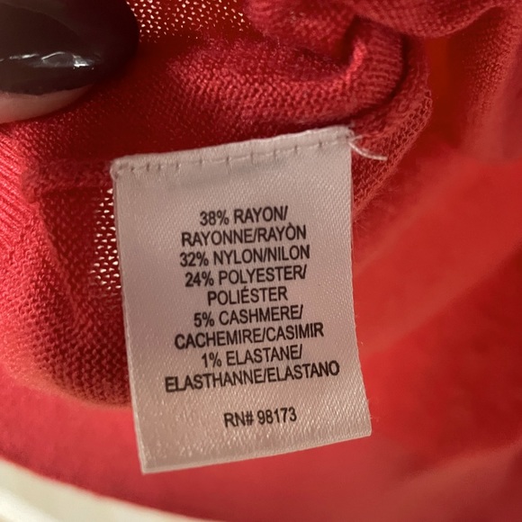 W By Worth Peach Pink 3/4 Sleeve Cashmere Blend Hi Low Zipper Back Sweater Sz P - Picture 5 of 6